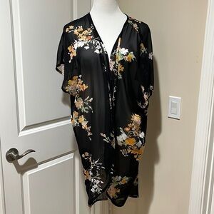 Sheila Rose Black Floral Swim Cover Up